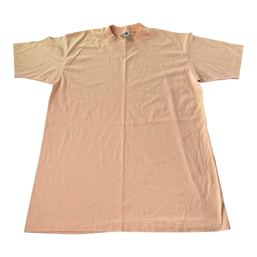 Vintage Hanes Fifty Fifty Blank T Shirt USA Made Single Stitch Peach Large 42-44
